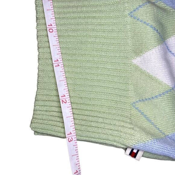 EUC Tommy Hilfiger Green and Blue Argyle Short Sleeve Sweater - Picture 9 of 11